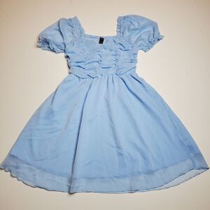 NEW S light blue smocked baby doll dolls ruffle sleeve SHEIN dress kill SMALL